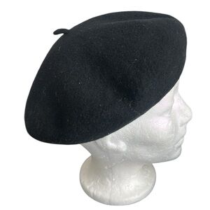 Vintage Vrai Basque Black Wool Waterproof Basque Beret – Unisex, Made in France